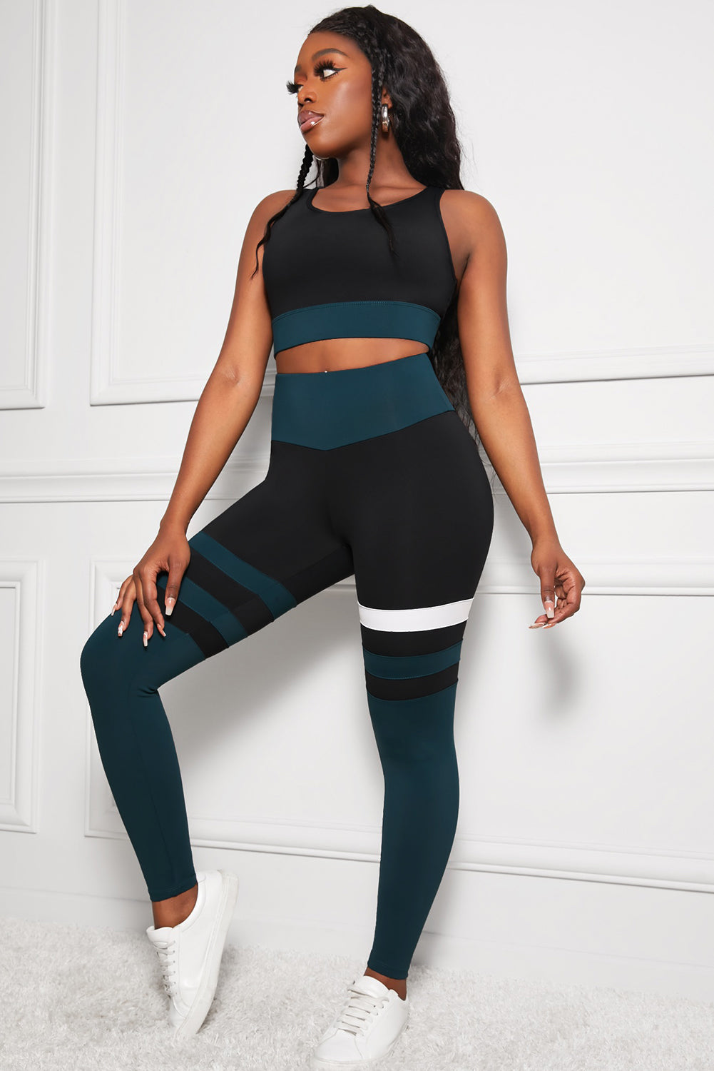 Striped Sports Bra and High Waisted Yoga Leggings Set – A Better You