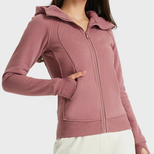 Zip Up Seam Detail Hooded Sports Jacket - A Better You