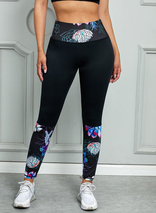 Printed Wide Waistband Active Leggings - A Better You