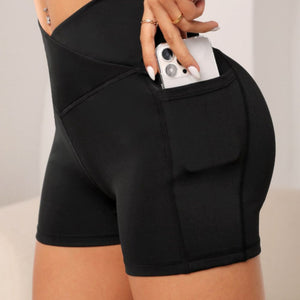 Wide Waistband Active Shorts with Pocket - A Better You