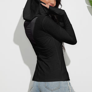 Solid Mesh Drawstrings Hoodie - A Better You