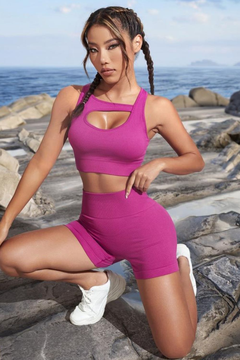 Cutout Crop Top and Sports Shorts Set - A Better You