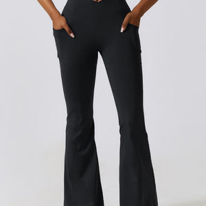 Flare Leg Active Pants with Pockets