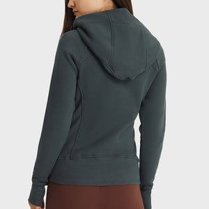Zip Up Seam Detail Hooded Sports Jacket - A Better You