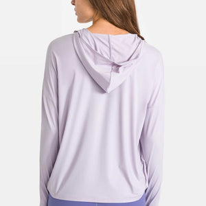 Zip Up Dropped Shoulder Hooded Sports Jacket - A Better You