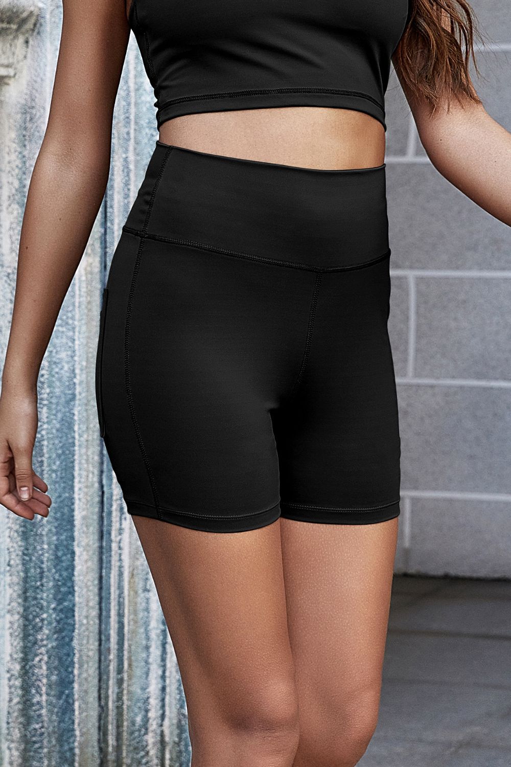 Exposed Seam Decorative Button Yoga Shorts - A Better You