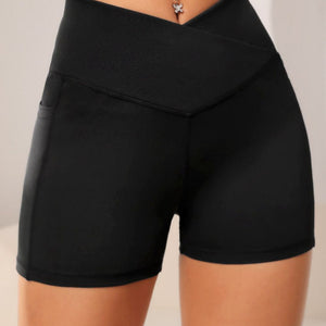 Wide Waistband Active Shorts with Pocket - A Better You