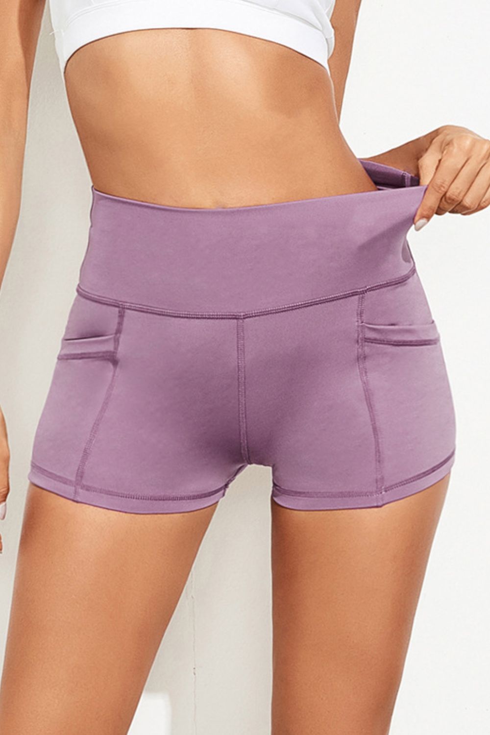 Exposed Seam High Waist Yoga Shorts - A Better You