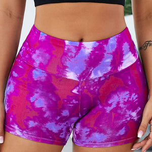 Tie-Dye Wide Waistband Yoga Shorts - A Better You